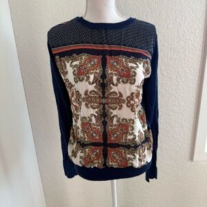 41 Hawthorn mixed media long-sleeve sweater Size L Boho Artsy Business Casual